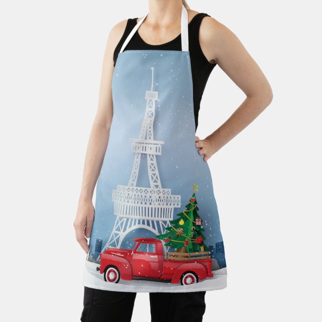 Paris Eiffel Tower Red Truck Weihnachten Schürze (InSitu)