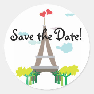 Paris Eiffel Tower Save the Date Stickers