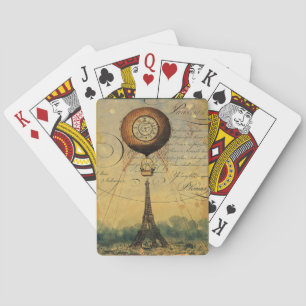 Paris Eiffel Tower Steampunk Hot Air Ballon Spielkarten