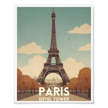 Paris Eiffel Tower Travel Poster | Vintage Poster