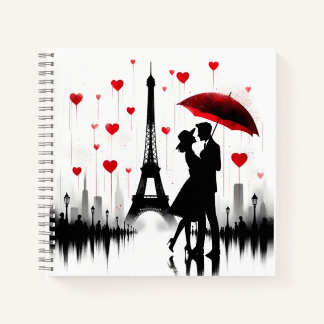 Paris Eiffel Tower Valentines Notizbuch (Vorderseite)