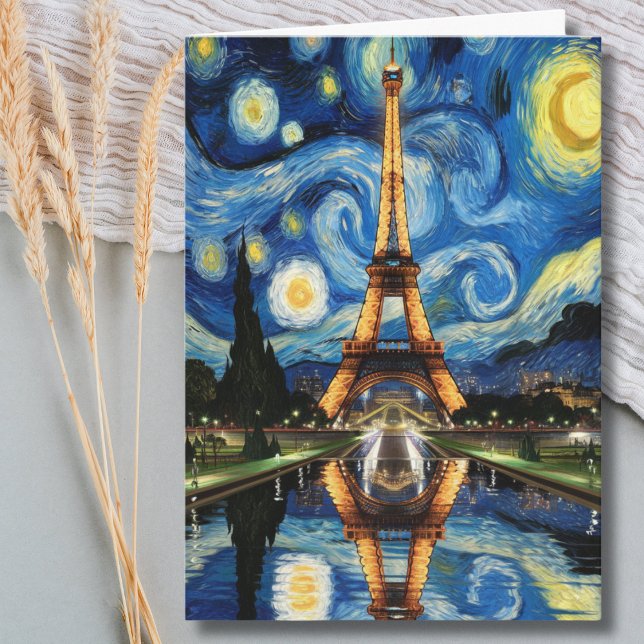 Paris Eiffel Tower Van Gogh Geburtstag niedlich Karte (Von Creator hochgeladen)