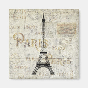 Paris Eiffel Tower Vintag Postcard Magnet