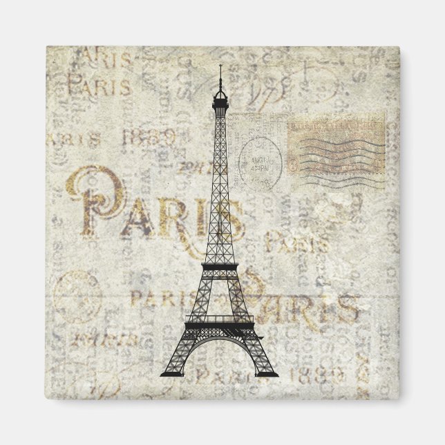 Paris Eiffel Tower Vintag Postcard Magnet (Vorne)