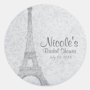 Paris Eiffel Tower Vintage Wedding Elegante Gefall Runder Aufkleber