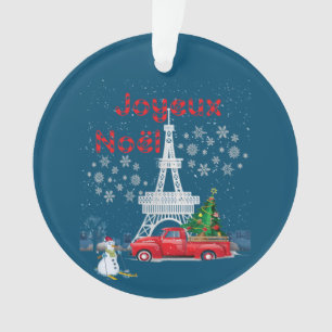 Paris Eiffel Tower Weihnachtsbaum Red Truck Joyeux Ornament