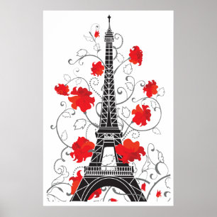 Paris Eiffel Turm elegant stilvolle Silhouette Poster