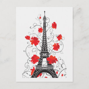 Paris Eiffel Turm elegant stilvolle Silhouette Postkarte