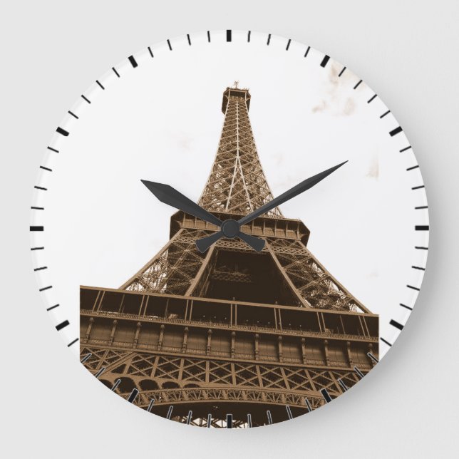 Paris- - Eiffel-Turm - i-Liebe Paris - Frankreich Große Wanduhr (Vorderseite)