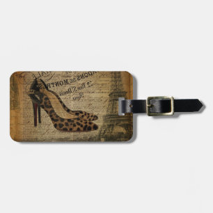 Paris eiffel Turm Leopard High Heel Fashionista Gepäckanhänger