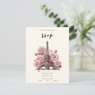 Paris Eiffel-Turm & Rosa Rosen Party Hochzeit RSVP Einladung