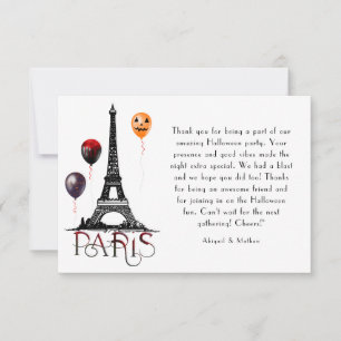 Paris, Eiffel-Turm und Halloween-Balloons Gothic Dankeskarte