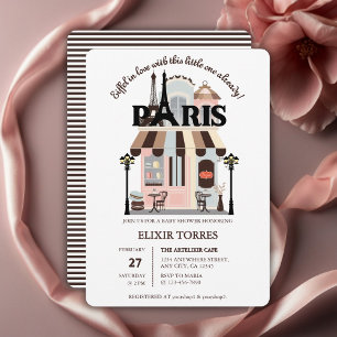 Paris Eiffel verliebt French Cafe Baby Shower  Einladung