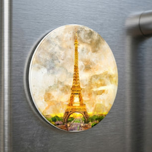 Paris Eiffelturm Aquarell Sonnenuntergang Kunstpri Magnet