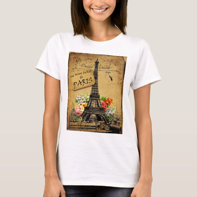 Paris-Eiffelturm-Baumwollt-shirt Spitze T-Shirt (Vorderseite)