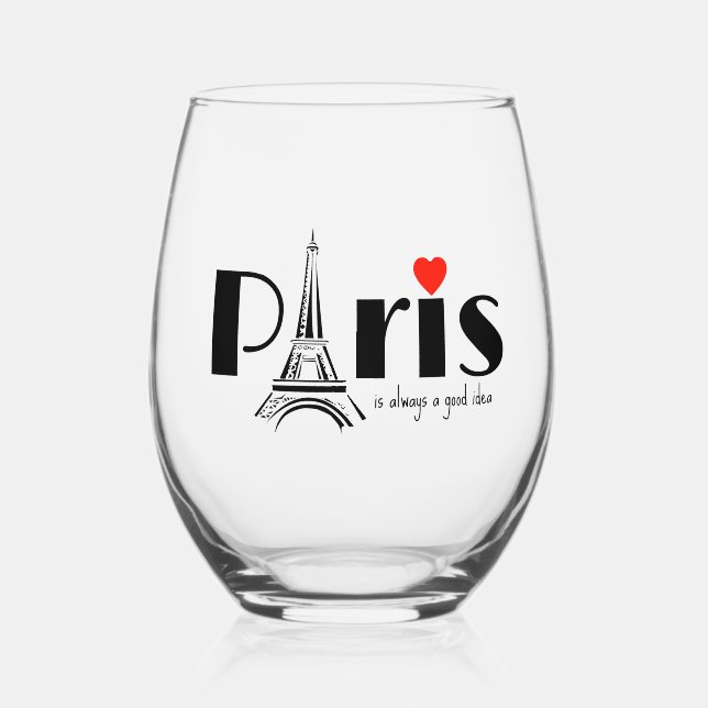 Paris Eiffelturm Design  Weinglas Ohne Stiel (Vorderseite)