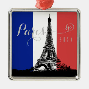 Paris Eiffelturm Frankreich Flagge Jahr Weihnachte Ornament Aus Metall