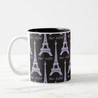 Paris Eiffelturm Frankreich Lila und Schwarze Tass