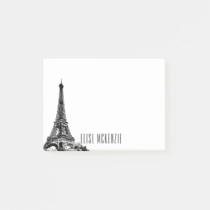 Paris-Eiffelturm-Frankreich-Monogramm-Name 4x3 Post-it Klebezettel