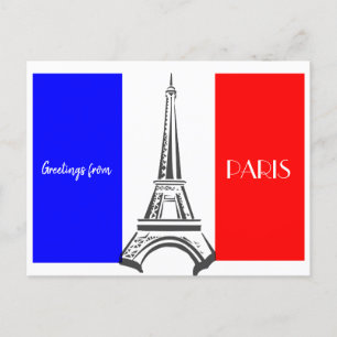 Paris Eiffelturm Französische Flagge Postkarte