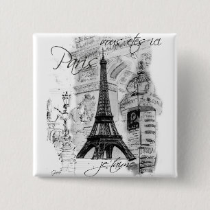 Paris Eiffelturm Französische Szene Collage Button