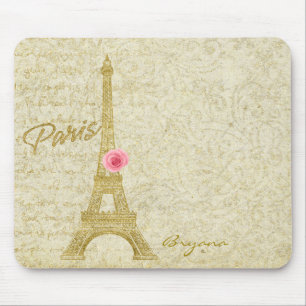 Paris Eiffelturm Gold & Pink Elegante Mauspad