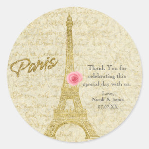 Paris Eiffelturm Gold & Pink Elegante Stickers