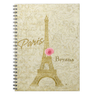 Paris Eiffelturm Gold & Pink Elegantes Notizbuch Notizblock