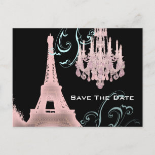 Paris Eiffelturm Hochzeit Termin merken Ankündigungspostkarte