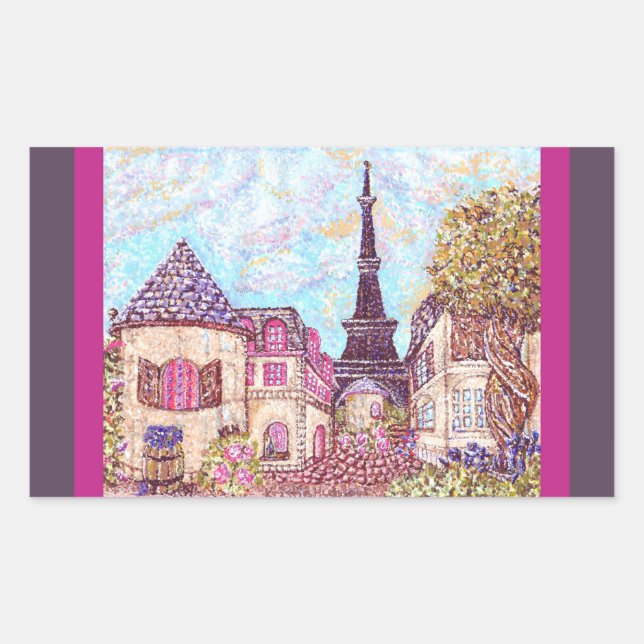 Paris-Eiffelturm inspiriert Pointillismus-Aufklebe Rechteckiger Aufkleber (Vorderseite)