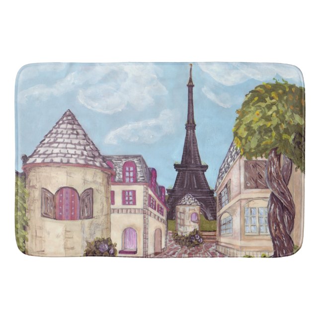 Paris Eiffelturm inspirierte Landschaftsbadematte Badematte (Vorderseite)