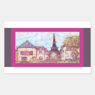 Paris Eiffelturm inspirierte Pointillismus-Aufkleb Rechteckiger Aufkleber