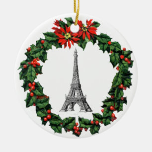 Paris Eiffelturm Kranz Weihnachtsbaumschmuck Keramik Ornament