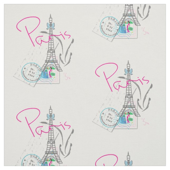 Paris, Eiffelturm, Letter, Briefmarke Muster, Stoff (Muster)