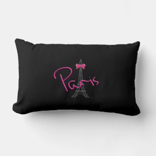 Paris, Eiffelturm mit rosa Bow Modern Black Lendenkissen
