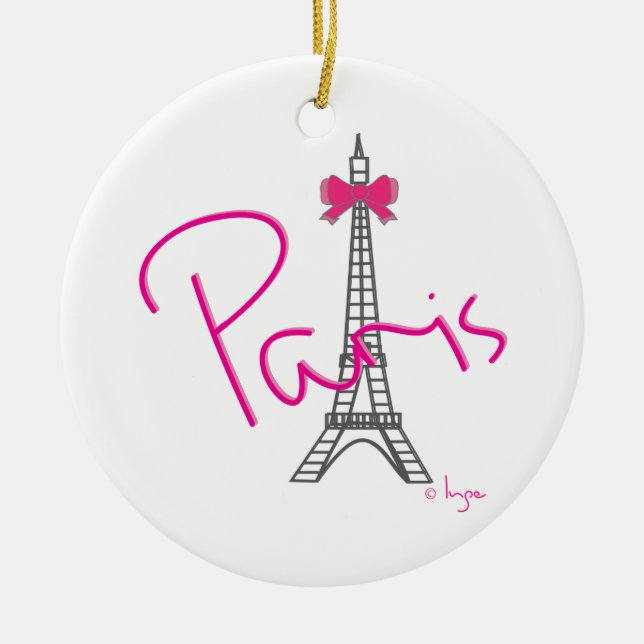 Paris Eiffelturm mit rosa Bug Keramikornament (Vorne)