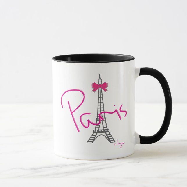 Paris Eiffelturm mit rosa Bug Tasse (Rechts)