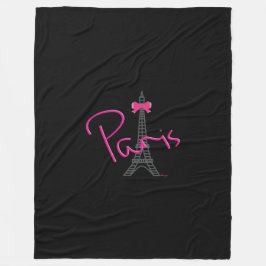 Paris, Eiffelturm mit rosa schwarz Bow Fleecedecke
