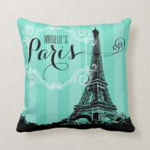 Paris-Eiffelturm-Monogramm Seafoam grüne Streifen