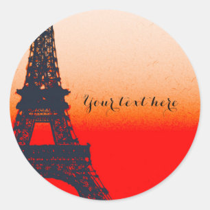 Paris Eiffelturm Oranger Sonnenuntergang Chic Eleg Runder Aufkleber
