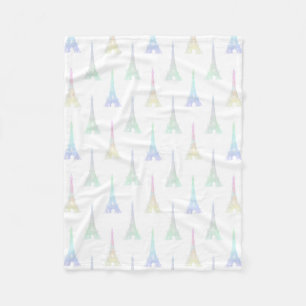 Paris Eiffelturm Pastell Regenbogen Fleece Decke