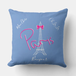 Paris, Eiffelturm Pink Bow Französisch Modernes Bl Kissen