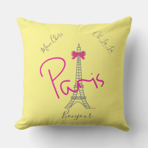 Paris, Eiffelturm Pink Bow Französisch Modernes G Kissen