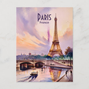 Paris Eiffelturm Reise Wasserfarbe Benutzerdefinie Postkarte