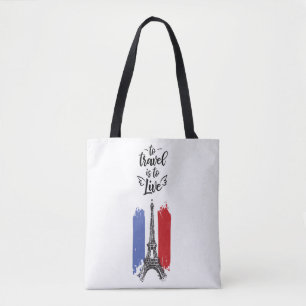 *~* Paris Eiffelturm Schwarze Kontur Weiß Tasche