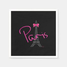 Paris Eiffelturm, schwarzer Standard Cocktail Napk Serviette