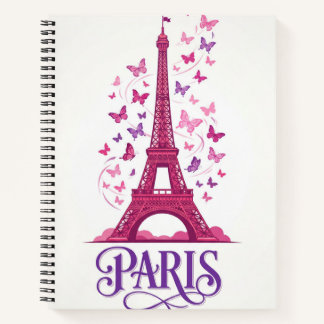 Paris Eiffelturm Spiralblock mit Schmetterlingen Notizbuch