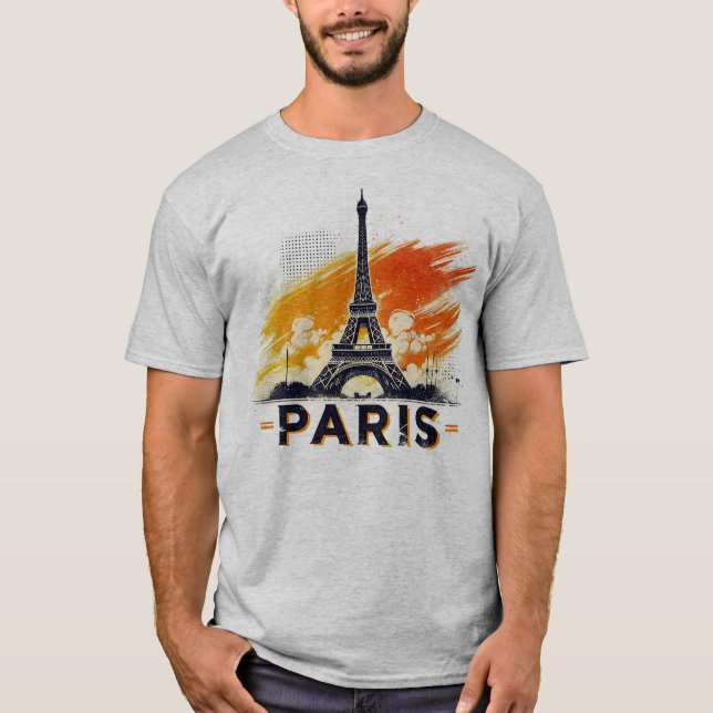 PARIS Eiffelturm T - Shirt Design Art Aquarell (Vorderseite)