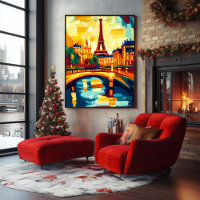 Paris Eiffelturm und Brücke im Abstrakten Fauvist