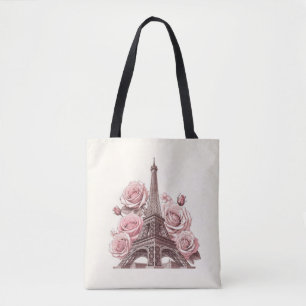 Paris Eiffelturm und rosa Rosen Tasche